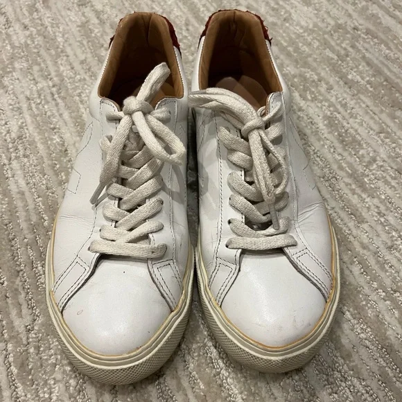 Veja Women’s Esplar Sneaker in White w Burgundy Snakeskin Size 37 - Picture 2 of 12